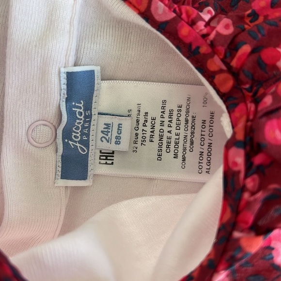 Jacadi Light Pink Bodysuit with Floral Collar 24 Months - Picture 2 of 3